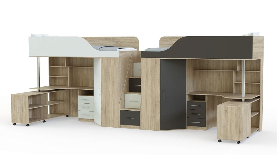 Кровать-чердак с рабочей зоной Мираж 17  BMS - Фото