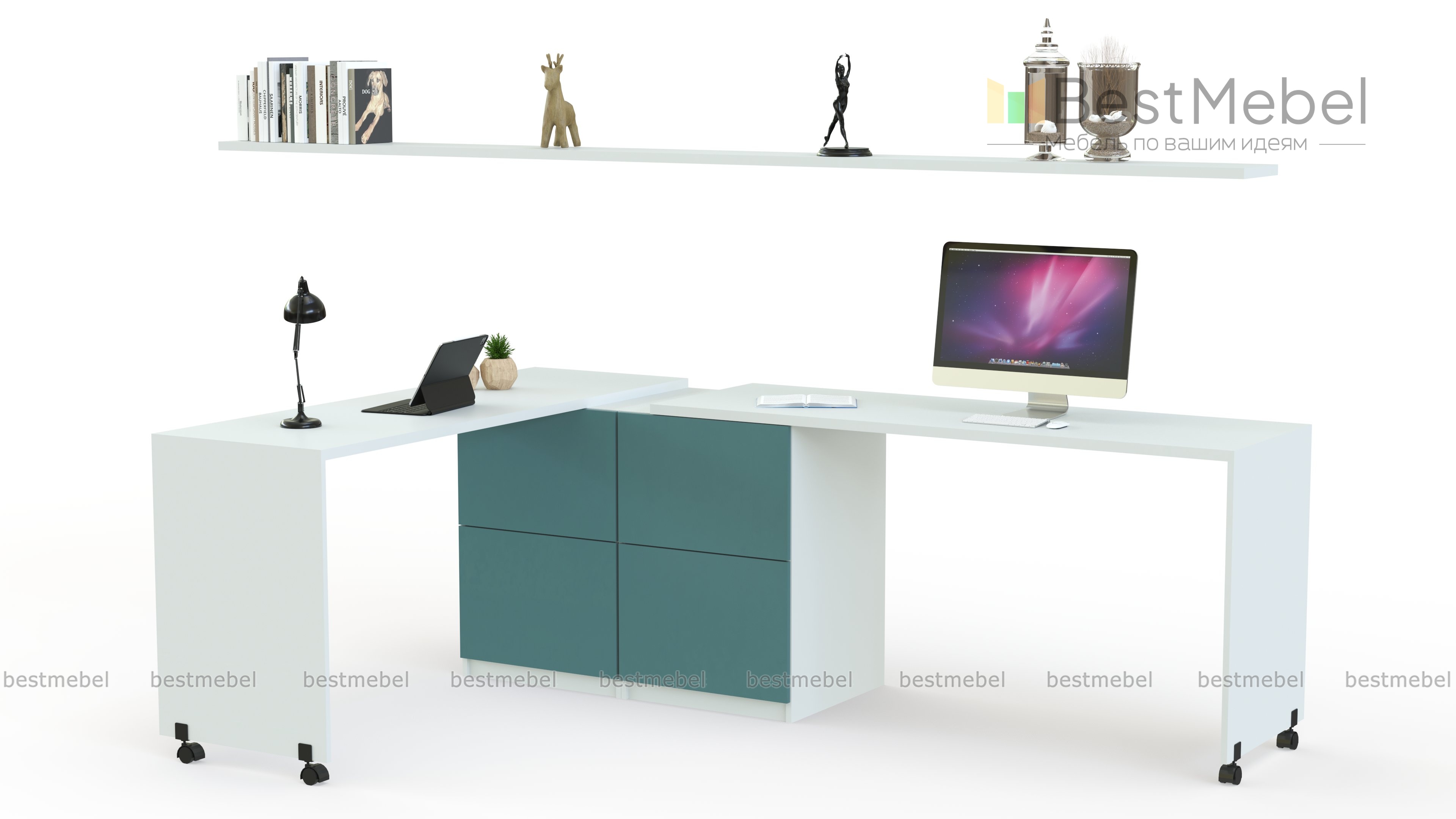 Угловой письменный стол для двоих Калифорния 8 BMS