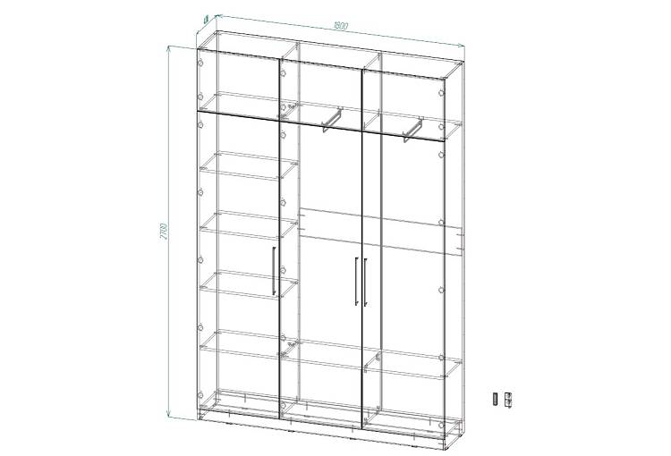Распашной шкаф Вилета 6 (1800х2700х400)