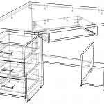 Чертеж Угловой компьютерный стол Myau СУ-5 с ящиками BMS