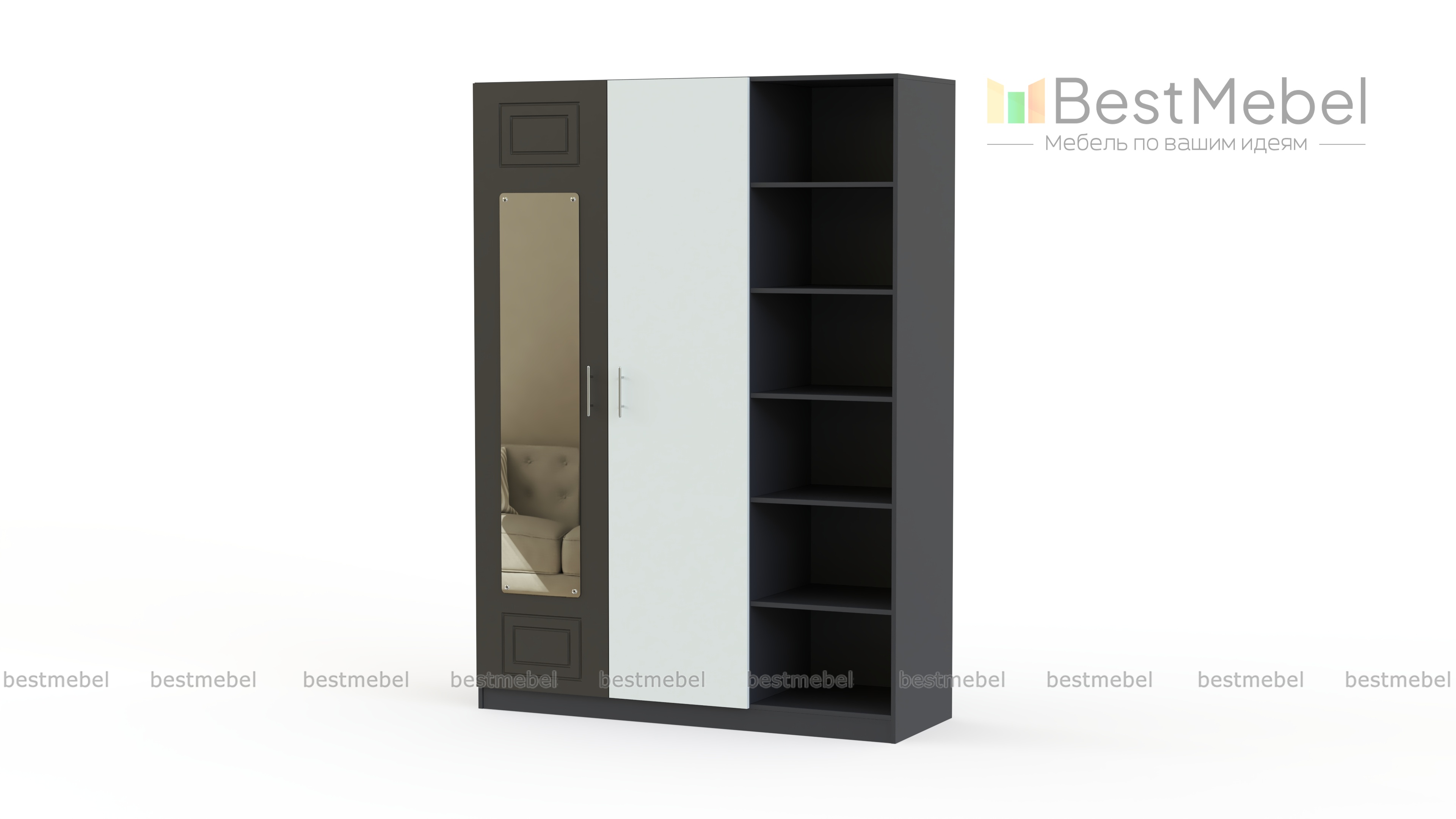 Шкаф с зеркалом Анастасия 4 BMS